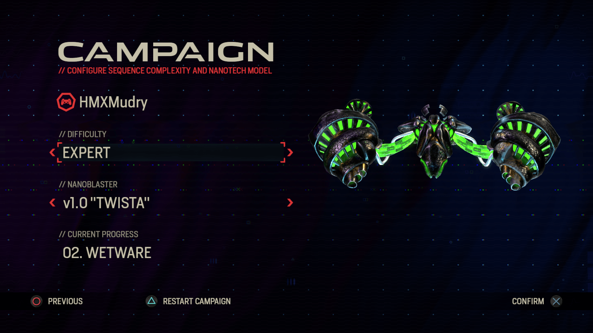 Campaign UI screen with difficulty settings